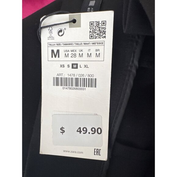 NWT ZARA Medium Black Trousers Polyester & Viscose - Picture 13 of 15